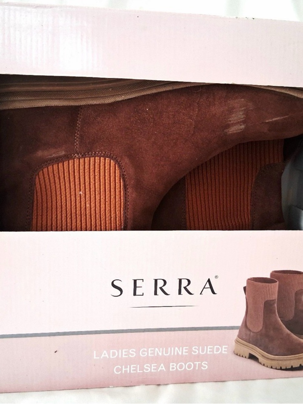 Serra Genuine Suede Womens Brown Chelsea Boots In Size 10 - Picture 7 of 7